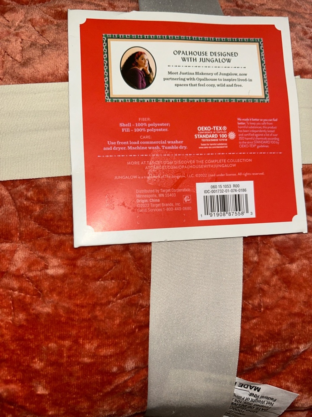 Opalhouse Jungalow King Vintage Coral Sun Stitched Velvet Quilt - Picture 6 of 9